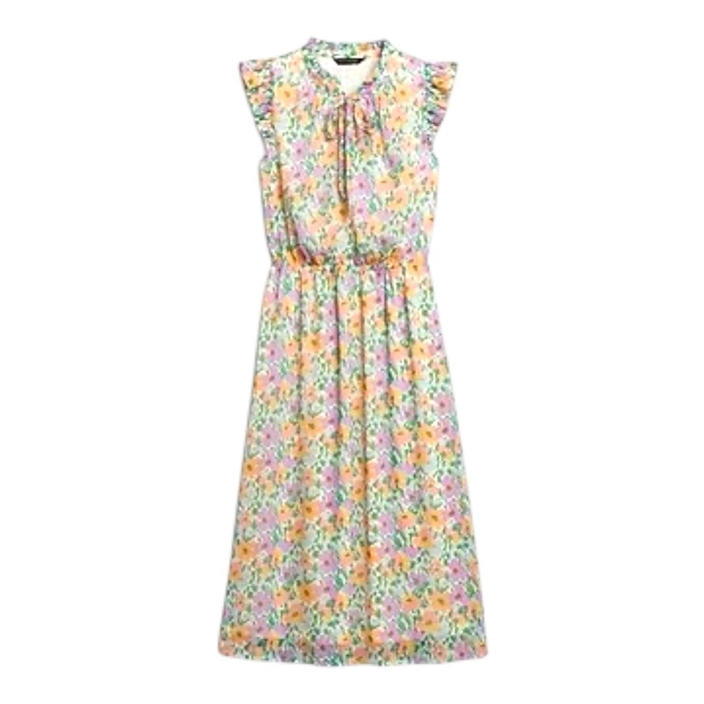 Banana Republic Factory Floral Chiffon Ruffle Midi Dress